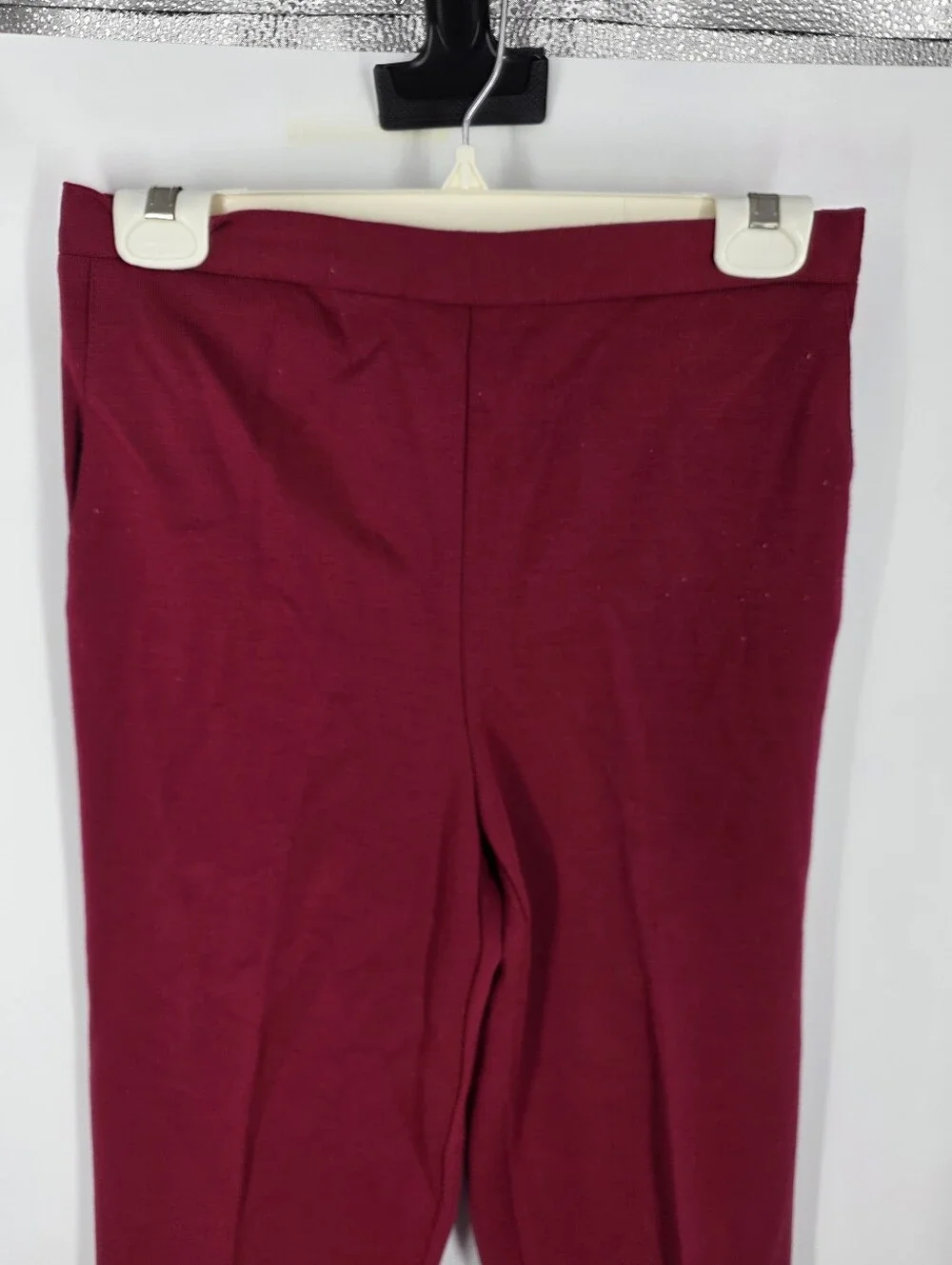 Alfred Dunner Burgundy Knit Elastic Waist Pants Size 8 Pull On Trousers